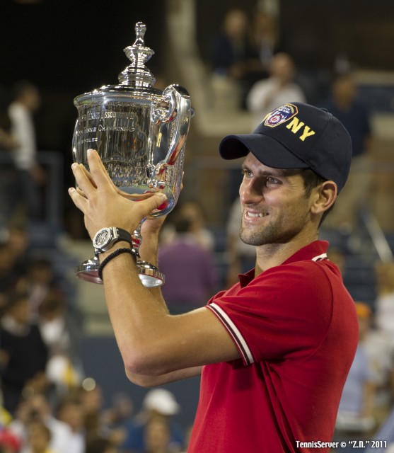 Novak Djokovic Trophy 2011 US Open New York Tennis